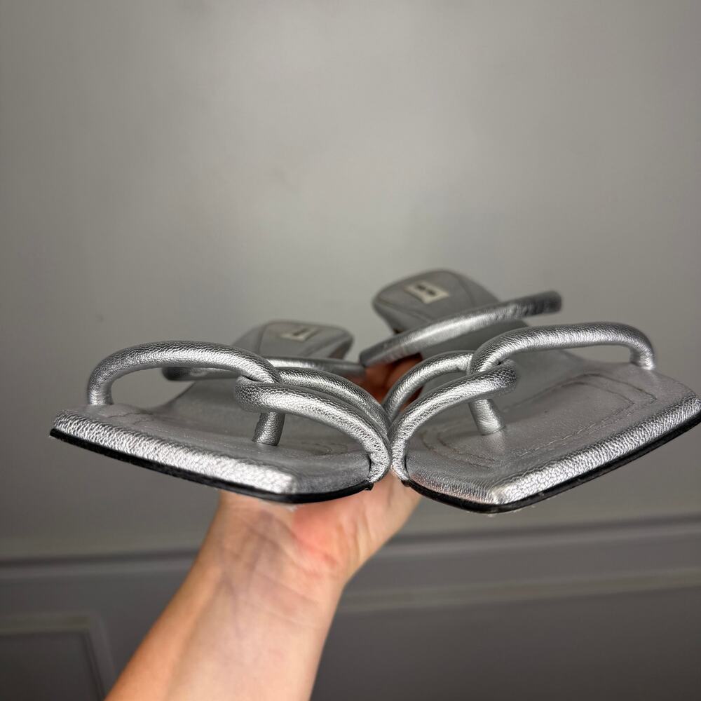 Reike Nen Noodle U Metallic Silver Slide Heeled Sandal Womens EU 39 US 8 - Picture 3 of 9